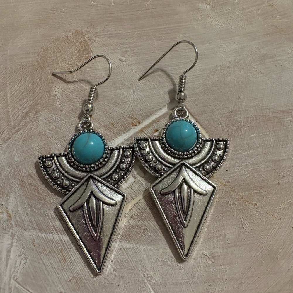 Silver and Turquoise Dangle Earrings